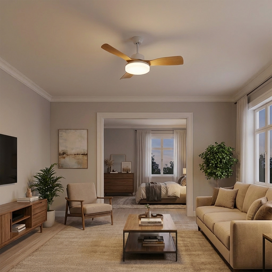Brilagi - Dimmelhető LED mennyezeti ventilátor LED/34W/2300V 3000-6500K átmérő 106 cm fehér/barna + távirányító