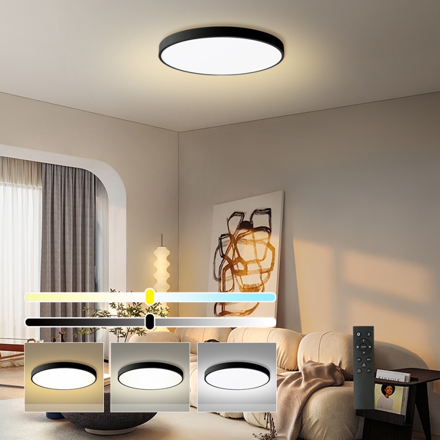 Brilagi - Dimmelhető LED mennyezeti lámpa POOL SMART LED/180W/230V 3000–6000K, átm. 120 cm, Wi-Fi Tuya, fekete + távirányító