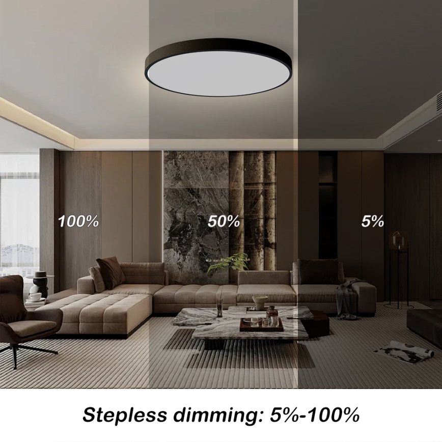 Brilagi - Dimmelhető LED mennyezeti lámpa POOL SMART LED/180W/230V 3000–6000K, átm. 120 cm, Wi-Fi Tuya, fekete + távirányító