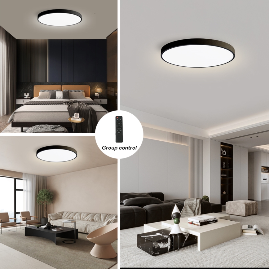 Brilagi - Dimmelhető LED mennyezeti lámpa POOL SMART LED/180W/230V 3000–6000K, átm. 120 cm, Wi-Fi Tuya, fekete + távirányító