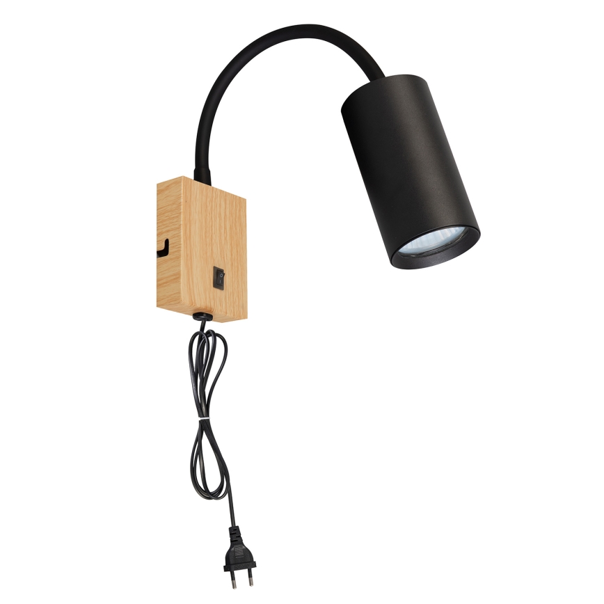 Brilagi - Állítható fali lámpa kapcsolóval SELE 1xGU10/30W/230V fekete/tölgy dekor