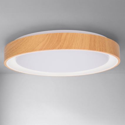 Brilagi - Fényerőszabályozható mennyezeti LED lámpa FLOCO LED/48W/230V átm. 40 cm fa dekor/fehér + távirányító
