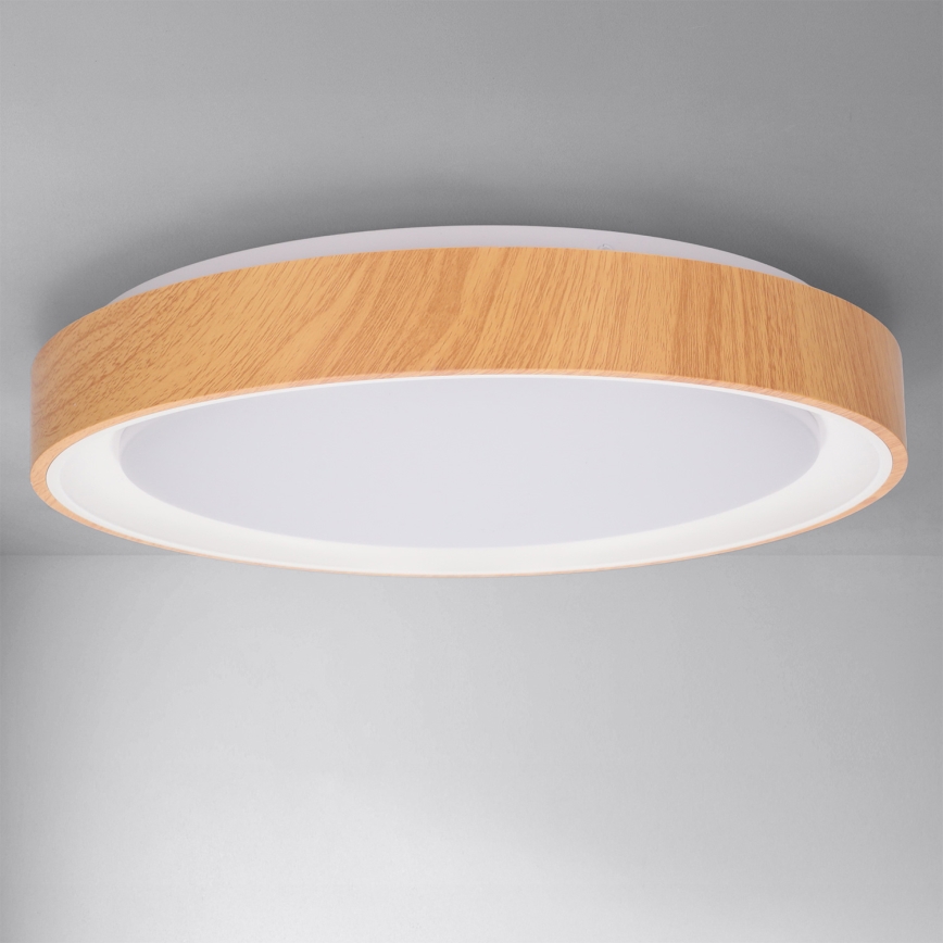 Brilagi - Fényerőszabályozható mennyezeti LED lámpa FLOCO LED/48W/230V átm. 40 cm fa dekor/fehér + távirányító