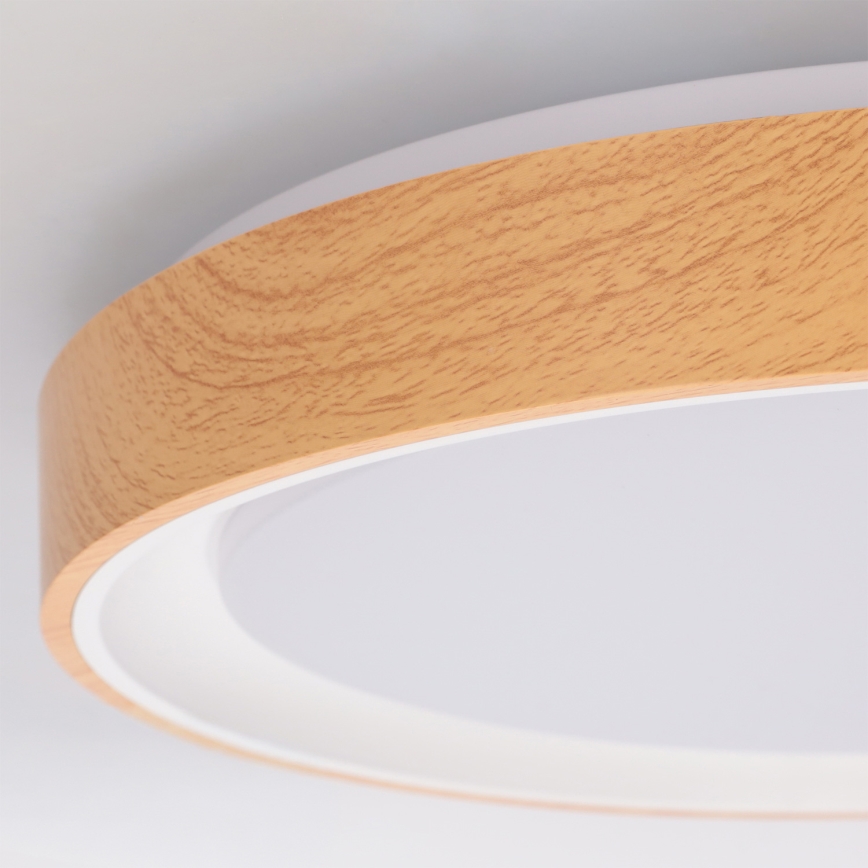 Brilagi - Fényerőszabályozható mennyezeti LED lámpa FLOCO LED/48W/230V átm. 40 cm fa dekor/fehér + távirányító