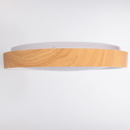 Brilagi - Fényerőszabályozható mennyezeti LED lámpa FLOCO LED/48W/230V átm. 40 cm fa dekor/fehér + távirányító