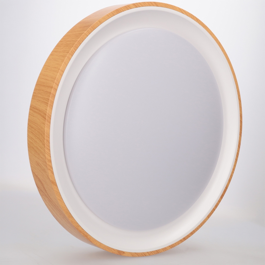 Brilagi - Fényerőszabályozható mennyezeti LED lámpa FLOCO LED/48W/230V átm. 40 cm fa dekor/fehér + távirányító