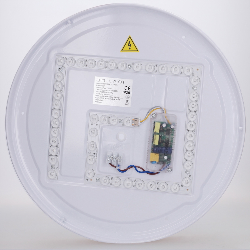 Brilagi - Fényerőszabályozható mennyezeti LED lámpa FLOCO LED/48W/230V átm. 40 cm fa dekor/fehér + távirányító