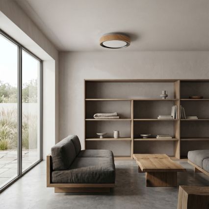 Brilagi - FLOCO LED mennyezeti lámpa 24W/230V, átm. 30 cm, fa dekor, fekete