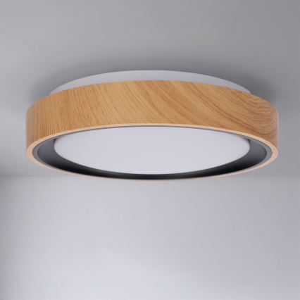 Brilagi - FLOCO LED mennyezeti lámpa 24W/230V, átm. 30 cm, fa dekor, fekete