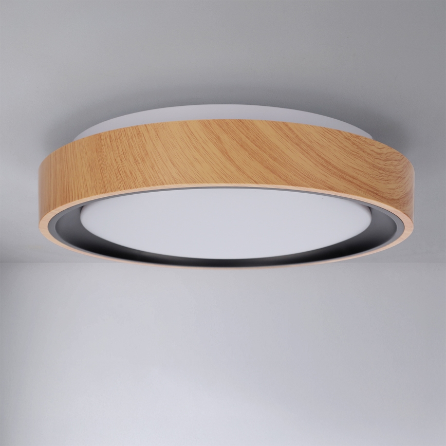 Brilagi - FLOCO LED mennyezeti lámpa 24W/230V, átm. 30 cm, fa dekor, fekete