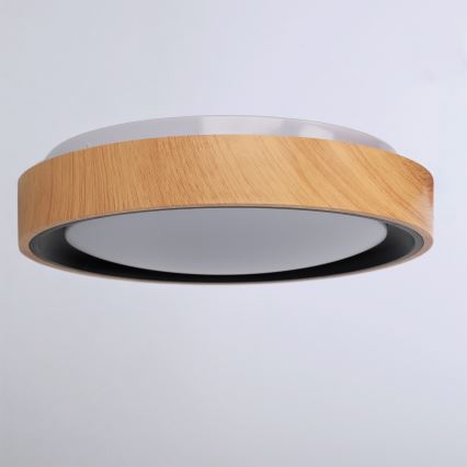 Brilagi - FLOCO LED mennyezeti lámpa 24W/230V, átm. 30 cm, fa dekor, fekete