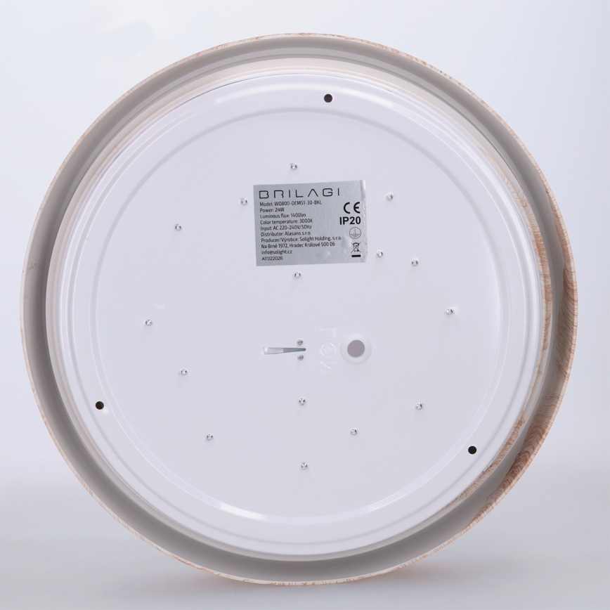 Brilagi - FLOCO LED mennyezeti lámpa 24W/230V, átm. 30 cm, fa dekor, fekete