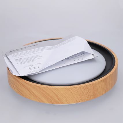 Brilagi - FLOCO LED mennyezeti lámpa 24W/230V, átm. 30 cm, fa dekor, fekete