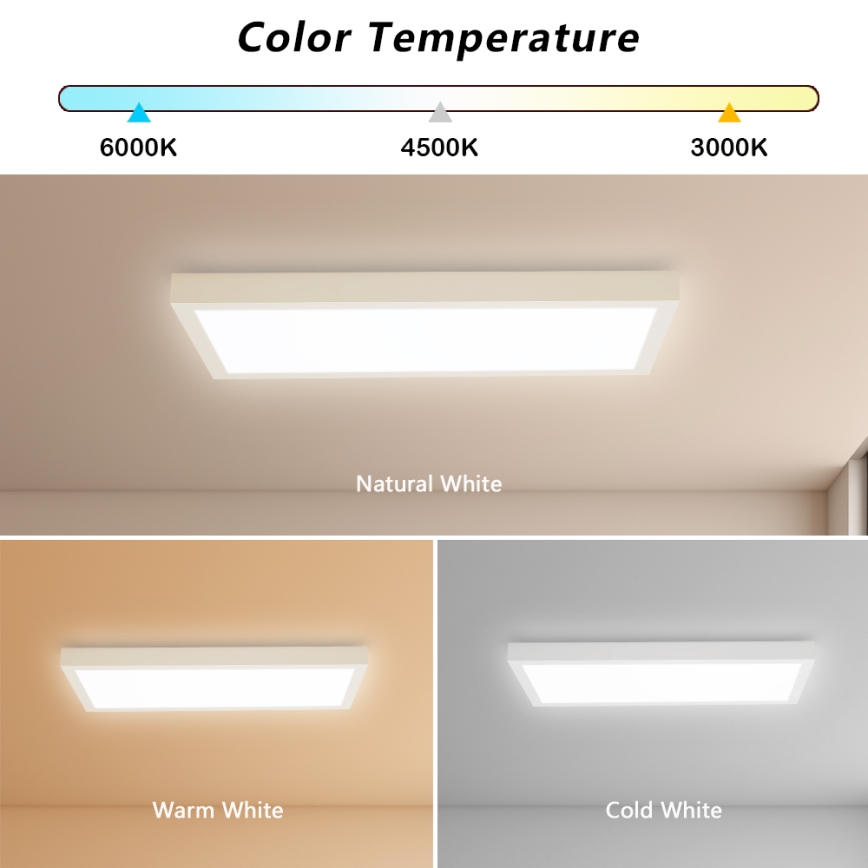 Brilagi - LED fényerőszabályozható fürdőszobai mennyezeti lámpatest FRAME SMART LED/30W/230V 30x60 cm 3000-6000K IP44 fehér + távirányító