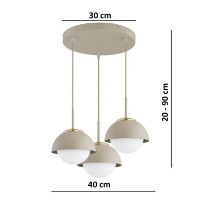 Brilagi - Függeszték kábellel COSMO 3xE27/60W/230V bézs/arany