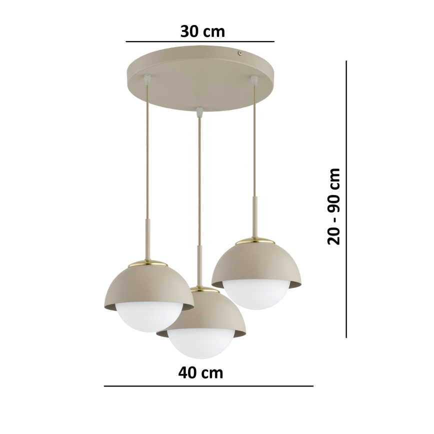 Brilagi - Függeszték kábellel COSMO 3xE27/60W/230V bézs/arany