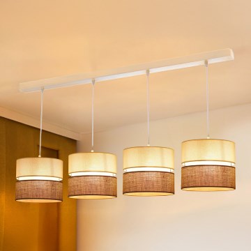 Brilagi - Függeszték zsinóron ROYAL YUTE 4xE27/15W/230V bézs/krém/fehér