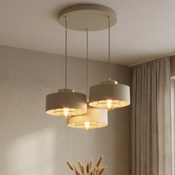 Brilagi - Függőlámpa kábellel 3xE27/60W/230V bézs/arany