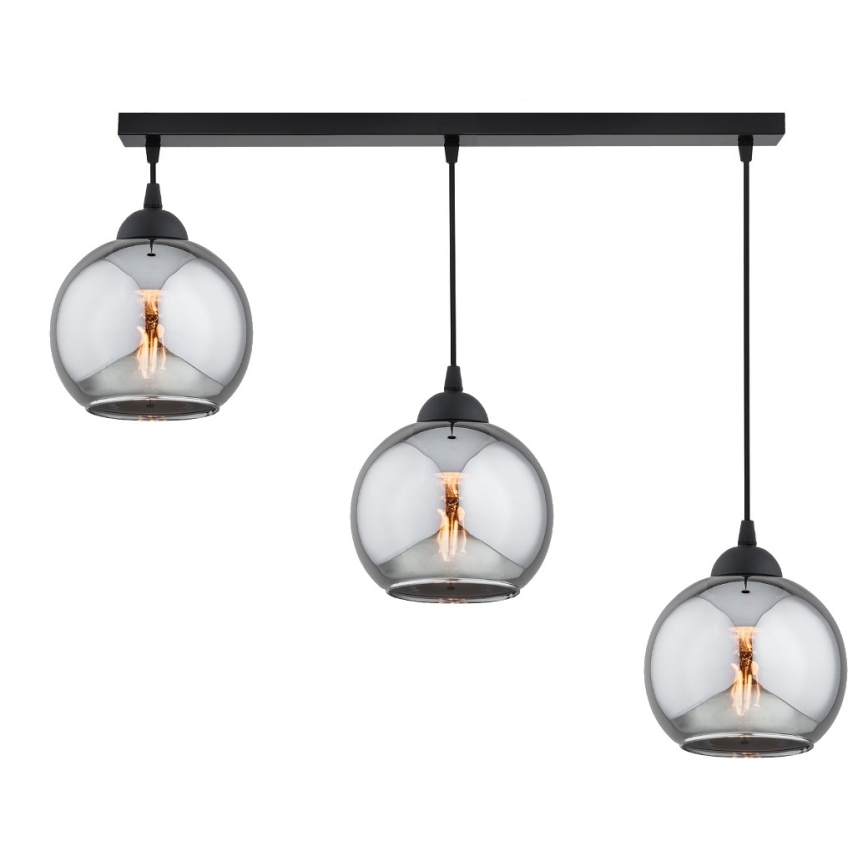 Brilagi - Függőlámpa kábellel DIOR 3xE27/60W/230V fekete/füstszürke