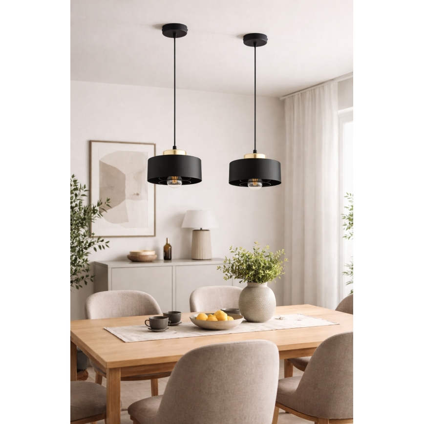 Brilagi - Függőlámpa kábellel SPRING 1xE27/60W/230V átm. 20 cm fekete/arany