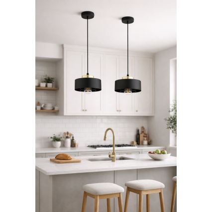 Brilagi - Függőlámpa kábellel SPRING 1xE27/60W/230V átm. 20 cm fekete/arany