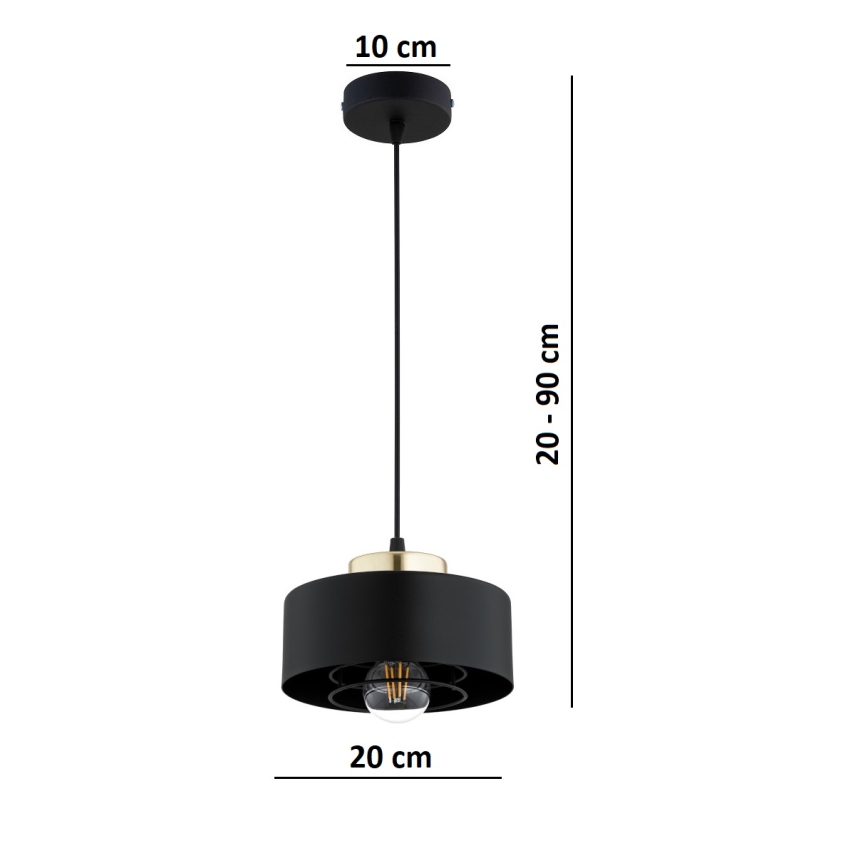 Brilagi - Függőlámpa kábellel SPRING 1xE27/60W/230V átm. 20 cm fekete/arany