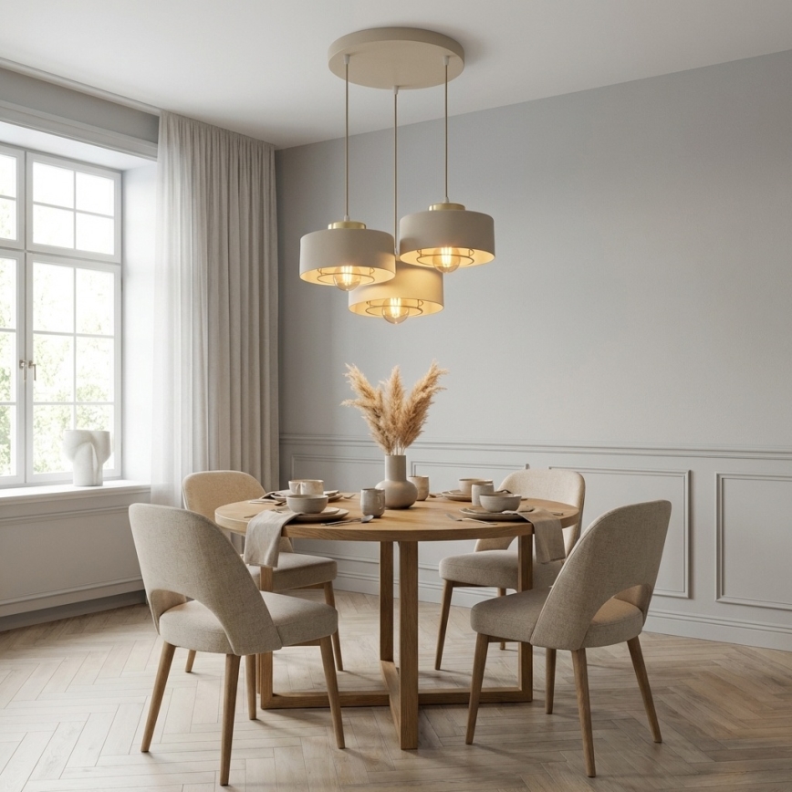 Brilagi - Függőlámpa kábellel SPRING 3xE27/60W/230V bézs/arany