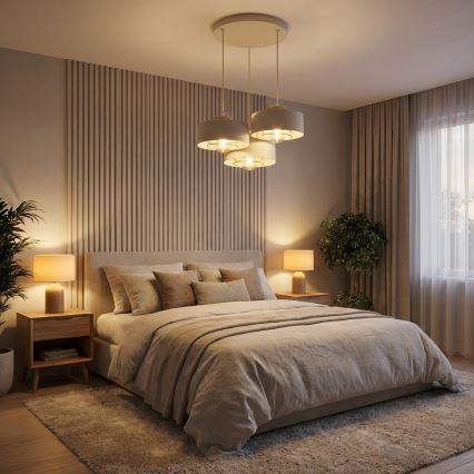 Brilagi - Függőlámpa kábellel SPRING 3xE27/60W/230V bézs/arany