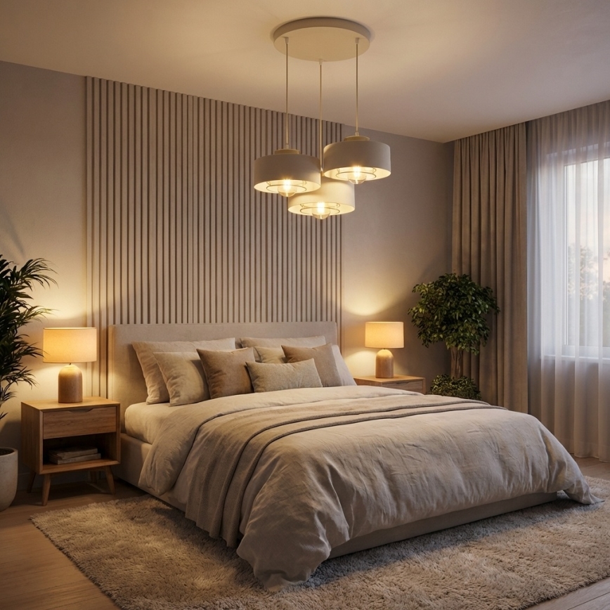 Brilagi - Függőlámpa kábellel SPRING 3xE27/60W/230V bézs/arany
