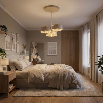 Brilagi - Függőlámpa kábellel SPRING 3xE27/60W/230V bézs/arany