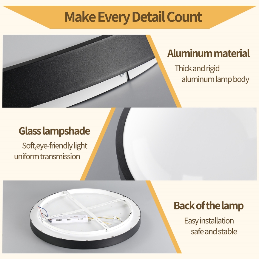 Brilagi - LED dimmelhető mennyezeti lámpa GLASS POOL DOUBLE LED/80W/230V 3000-6000K 60 cm fekete + távirányító