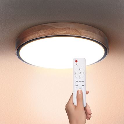 Brilagi - GLORIA LED dimmelhető mennyezeti lámpa 48W/230V 3000-6500K tölgy, átmérő 40 cm + távirányító