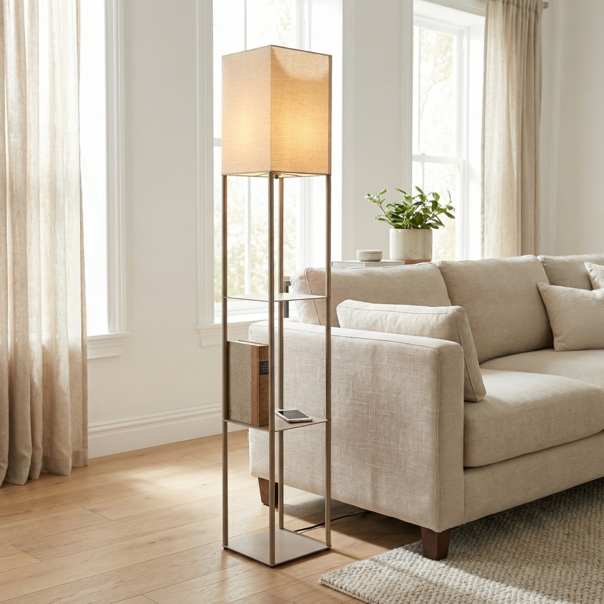 Brilagi - GRADUS állólámpa polcokkal 1xE27/40W/230V 150 cm szürke/bézs