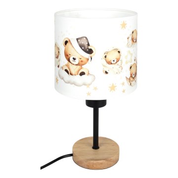 Brilagi - Gyerek asztali lámpa BOBO WOOD 1xE27/25W/230V tölgy/fekete/fehér/mackómintás