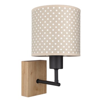 Brilagi - Gyerek fali lámpa BOBO WOOD 1xE27/25W/230V tölgy/fekete/bézs/pöttyös