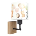 Brilagi - Gyerekszobai fali lámpa BOBO WOOD 1xE27/25W/230V tölgy/fekete/fehér/állatkás