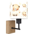 Brilagi - Gyerekszobai fali lámpa BOBO WOOD 1xE27/25W/230V tölgy/fekete/fehér/macis