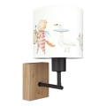 Brilagi - Gyerekszobai falilámpa BOBO WOOD 1xE27/25W/230V tölgy/fekete/fehér/állatmotívumok