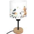Brilagi - Gyermek asztali lámpa BOBO WOOD 1xE27/25W/230V tölgy/fekete/fehér/állatfigurás
