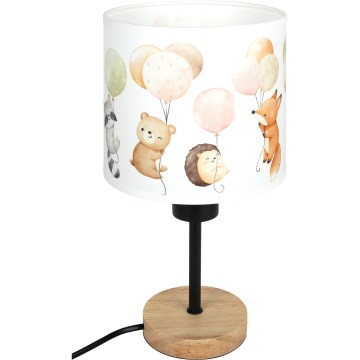 Brilagi - Gyermek asztali lámpa BOBO WOOD 1xE27/25W/230V tölgy/fekete/fehér/állatmintás