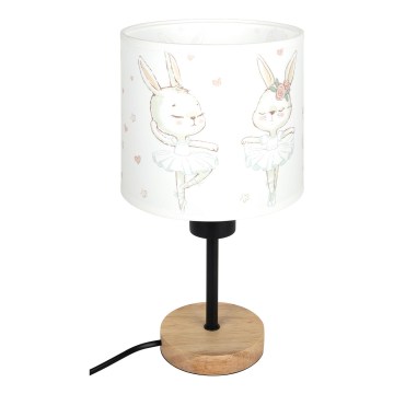 Brilagi - Gyermek asztali lámpa BOBO WOOD 1xE27/25W/230V tölgy/fekete/fehér/nyuszik