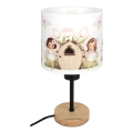 Brilagi - Gyermek asztali lámpa BOBO WOOD 1xE27/25W/230V tölgy/fekete/fehér/rózsaszín/tündérek