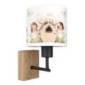 Brilagi - Gyermek fali lámpa BOBO WOOD 1xE27/25W/230V tölgy/fekete/fehér/rózsaszín/tündérek