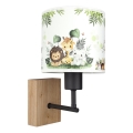 Brilagi - Gyermek fali lámpa BOBO WOOD 1xE27/25W/230V tölgy/fekete/fehér/zöld/dzsungel