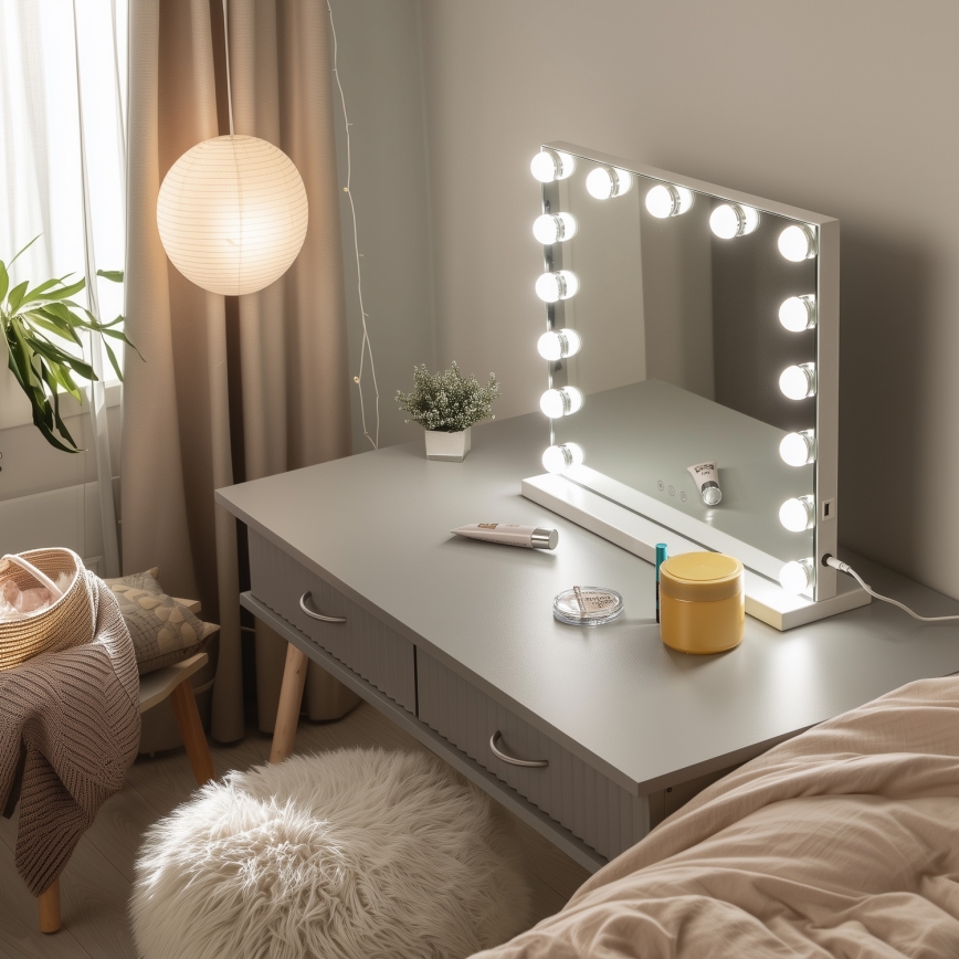 Brilagi - LED állítható fényerejű smink tükör HOLLYWOOD LED/15W/230V 3000/4000/6500K