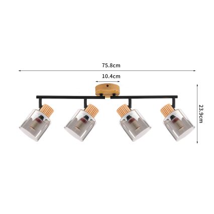 Brilagi - HYGGE 4xE14/15W/230V fa/füstszínű spotlámpa