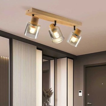 Brilagi - HYGGE irányítható spotlámpa 3xE14/15W/230V fa/füstszínű