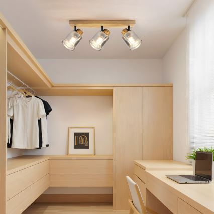 Brilagi - HYGGE irányítható spotlámpa 3xE14/15W/230V fa/füstszínű