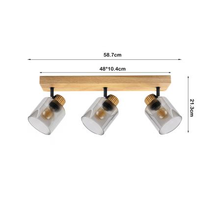 Brilagi - HYGGE irányítható spotlámpa 3xE14/15W/230V fa/füstszínű