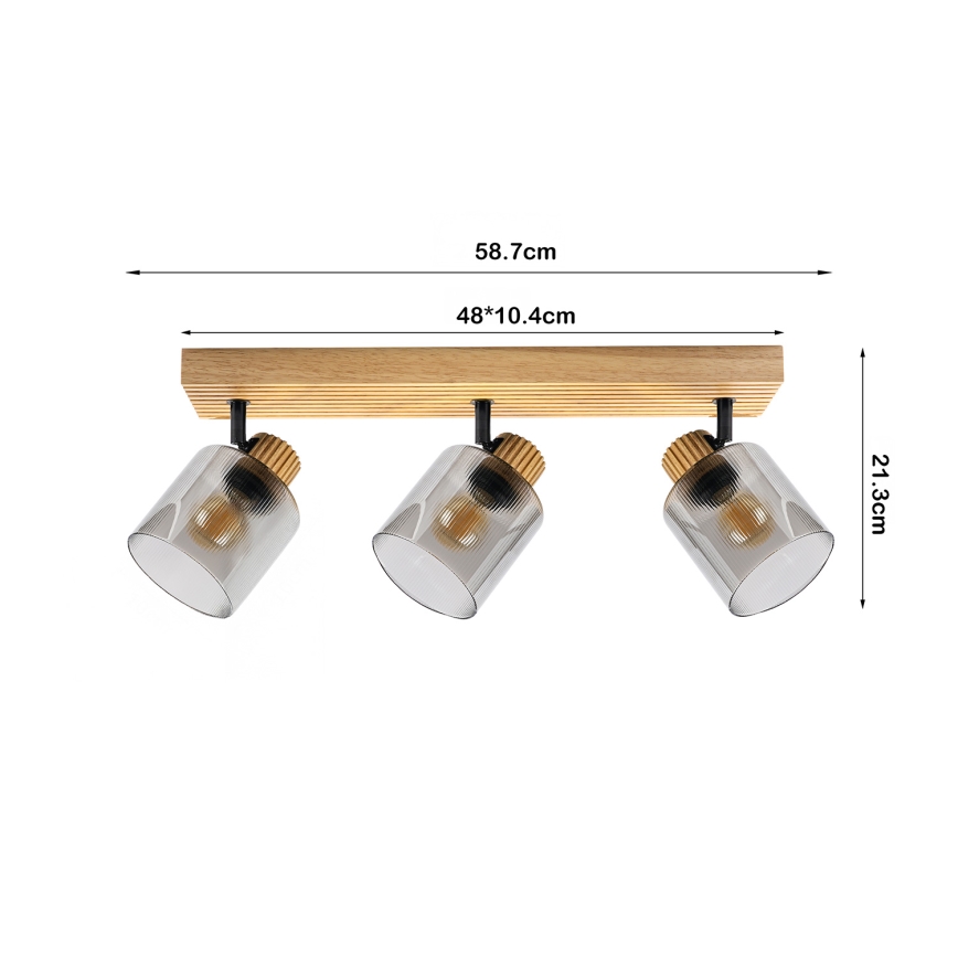 Brilagi - HYGGE irányítható spotlámpa 3xE14/15W/230V fa/füstszínű